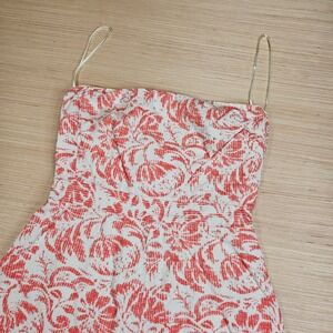 J Crew Floral Dress Womens 6 Orange Cotton Fit & Flare‎ Summer Party Vibrant